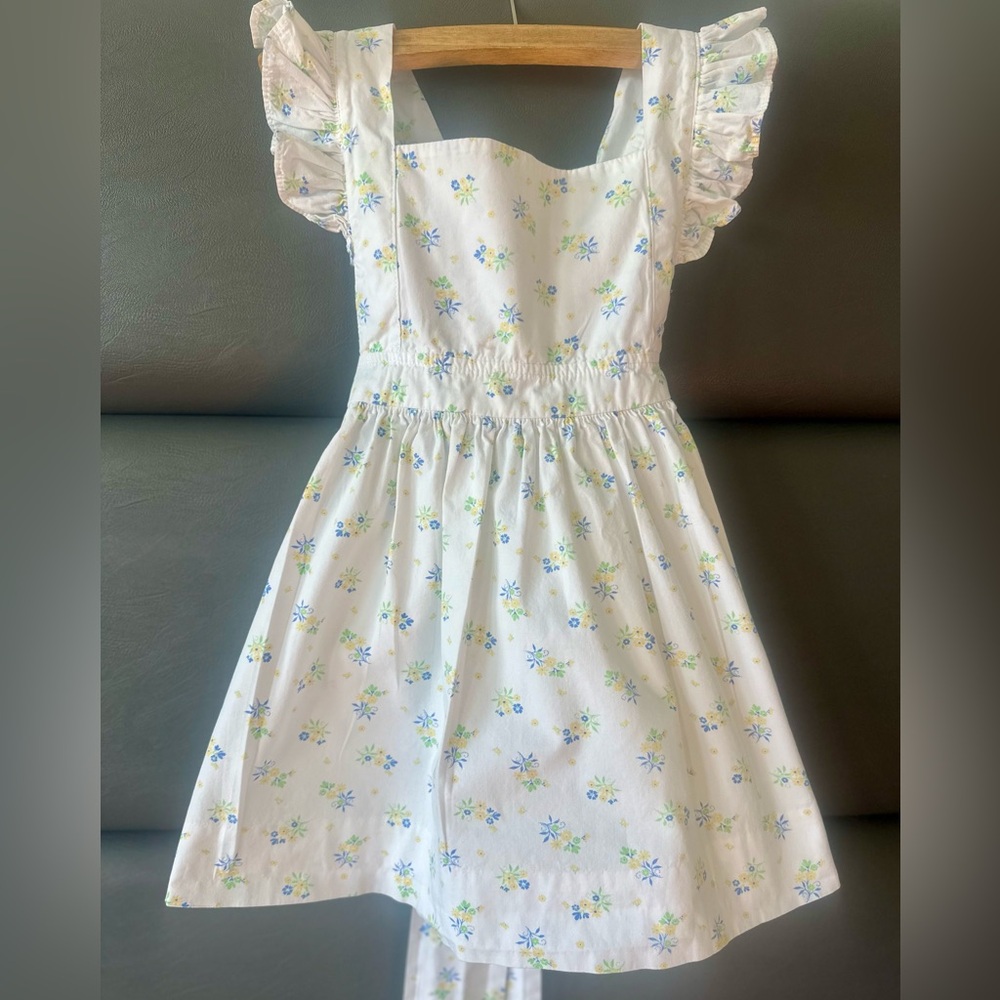 💐 Floral Print White Kids Sundress Size 5